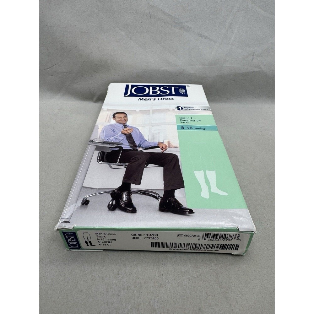 Jobst Men's Dress Support Compression Socks 8-15 mmhg XLarge Black Knee High - Picture 3 of 4